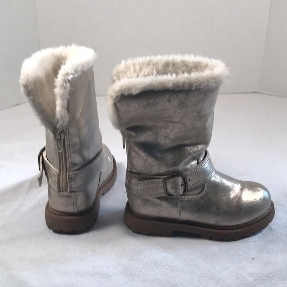 Carter’s Girls Vegan Metallic Gold Leather June Fashion Knee High  Faux Fur Boot